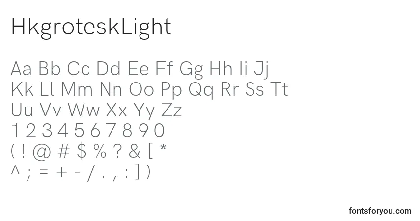 Schriftart HkgroteskLight (48776) – Alphabet, Zahlen, spezielle Symbole