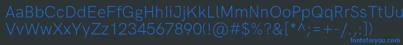 HkgroteskLight Font – Blue Fonts on Black Background