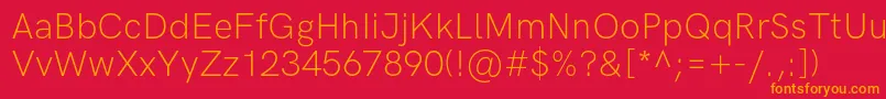 HkgroteskLight Font – Orange Fonts on Red Background