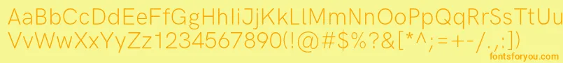 HkgroteskLight Font – Orange Fonts on Yellow Background