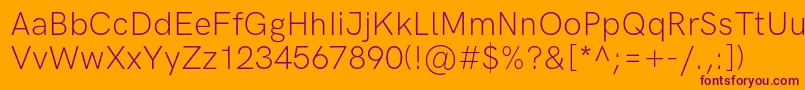 HkgroteskLight Font – Purple Fonts on Orange Background