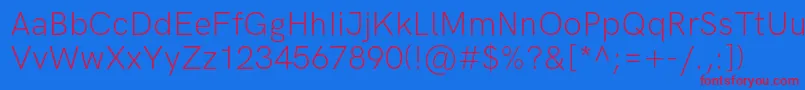 HkgroteskLight-Schriftart – Rote Schriften auf blauem Hintergrund