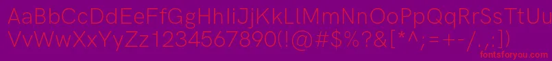 HkgroteskLight-Schriftart – Rote Schriften auf violettem Hintergrund