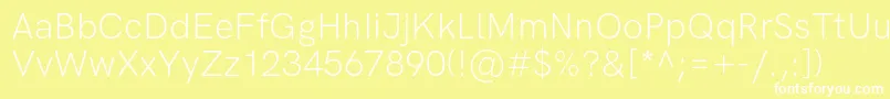 HkgroteskLight-Schriftart – Weiße Schriften auf gelbem Hintergrund
