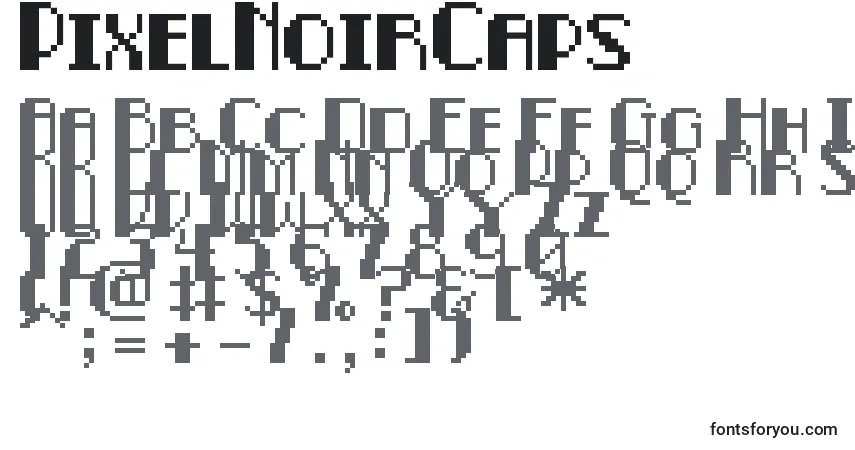 Schriftart PixelNoirCaps – Alphabet, Zahlen, spezielle Symbole