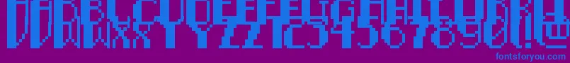 PixelNoirCaps-Schriftart – Blaue Schriften auf violettem Hintergrund