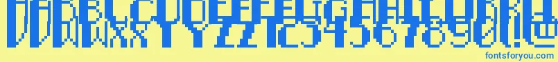 PixelNoirCaps Font – Blue Fonts on Yellow Background