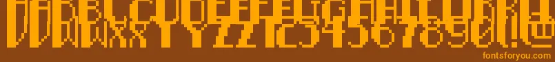 PixelNoirCaps Font – Orange Fonts on Brown Background