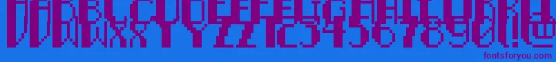 PixelNoirCaps-Schriftart – Violette Schriften auf blauem Hintergrund