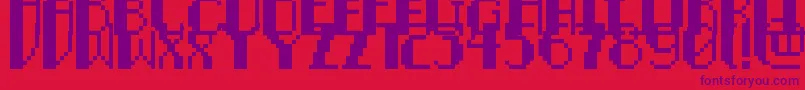 PixelNoirCaps-Schriftart – Violette Schriften auf rotem Hintergrund