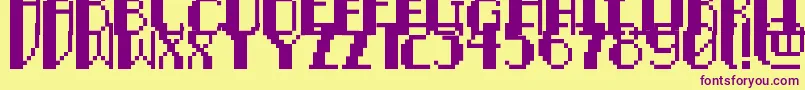 PixelNoirCaps-Schriftart – Violette Schriften auf gelbem Hintergrund
