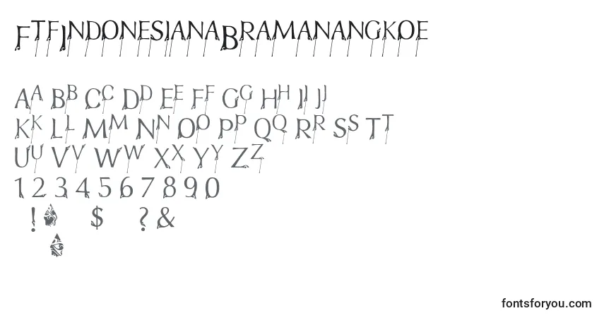 Czcionka FtfIndonesianaBramanangkoe – alfabet, cyfry, specjalne znaki