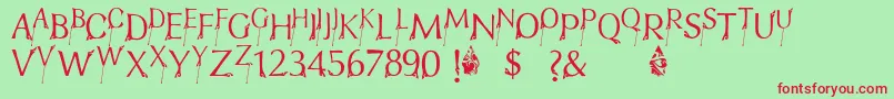 フォントFtfIndonesianaBramanangkoe – 赤い文字の緑の背景