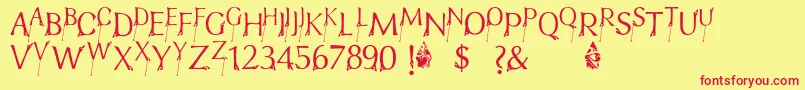 フォントFtfIndonesianaBramanangkoe – 赤い文字の黄色い背景