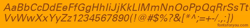 UniversLt56Oblique Font – Brown Fonts on Orange Background