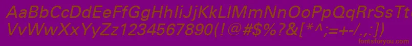 UniversLt56Oblique Font – Brown Fonts on Purple Background