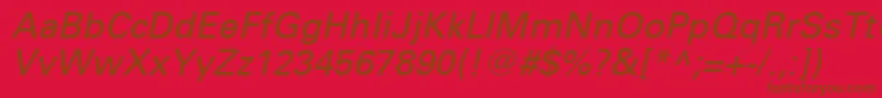 UniversLt56Oblique Font – Brown Fonts on Red Background