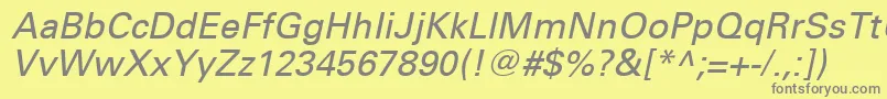 UniversLt56Oblique Font – Gray Fonts on Yellow Background