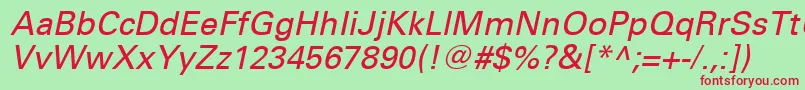 UniversLt56Oblique Font – Red Fonts on Green Background