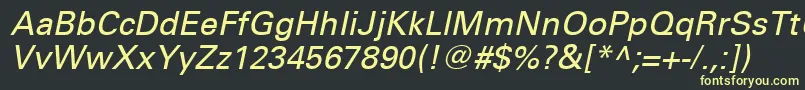 UniversLt56Oblique Font – Yellow Fonts on Black Background