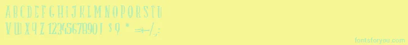 Weitere Informationen zur LaTruiteAPapa-Schriftart LaTruiteAPapa-Schriftart – Grüne Schriften auf gelbem Hintergrund
