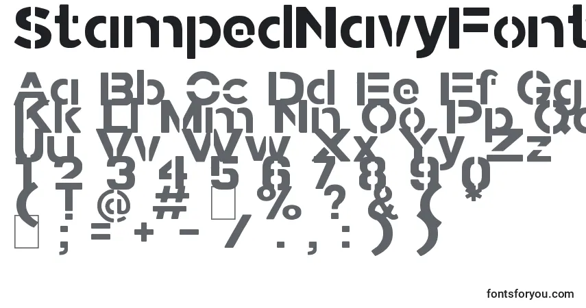 Czcionka StampedNavyFontBold – alfabet, cyfry, specjalne znaki