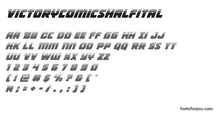 Victorycomicshalfital-fontti – aakkoset, numerot, erikoismerkit