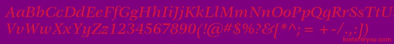 VeljovicstdMediumitalic Font – Red Fonts on Purple Background