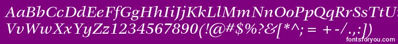 VeljovicstdMediumitalic-fontti – valkoiset fontit violetilla taustalla