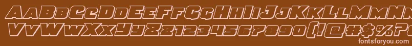 Więcej informacji o czcionce Justiceexpandout Czcionka Justiceexpandout – różowe czcionki na brązowym tle