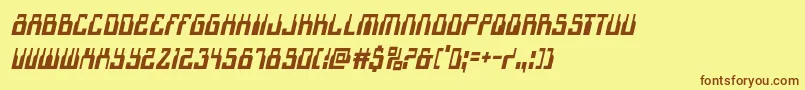 フォント1968odysseycondital – 茶色の文字が黄色の背景にあります。