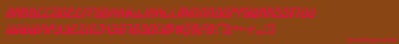 フォント1968odysseycondital – 赤い文字が茶色の背景にあります。