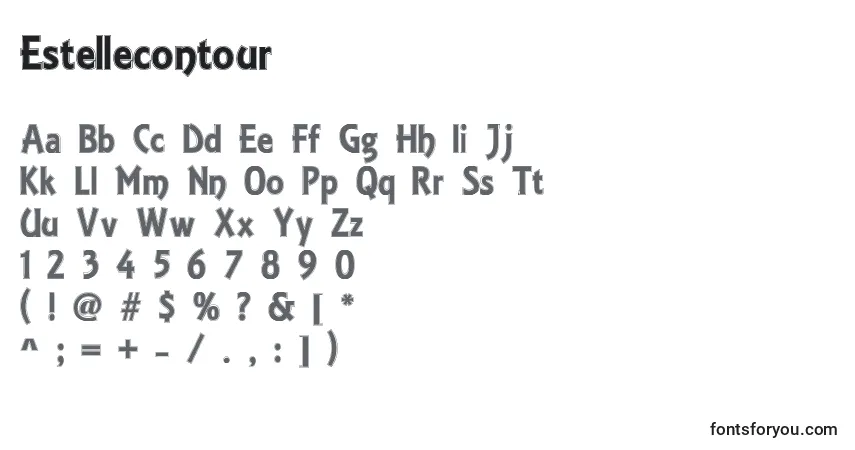 Czcionka Estellecontour – alfabet, cyfry, specjalne znaki