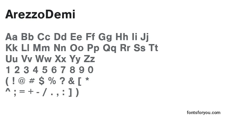 ArezzoDemiフォント–アルファベット、数字、特殊文字