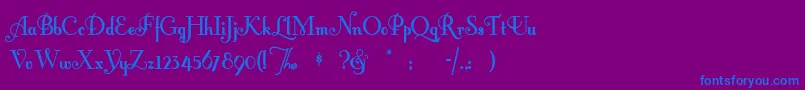 Fontleroybrown-Schriftart – Blaue Schriften auf violettem Hintergrund