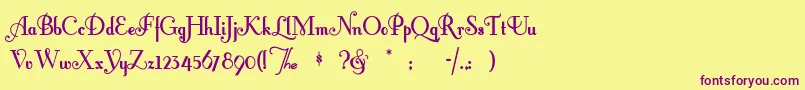 Fontleroybrown-Schriftart – Violette Schriften auf gelbem Hintergrund