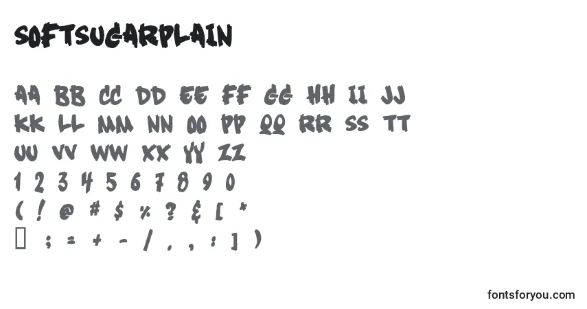 A fonte Softsugarplain – alfabeto, números, caracteres especiais