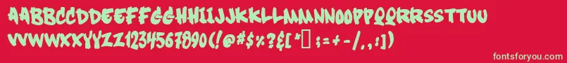 フォントSoftsugarplain – 赤い背景に緑の文字