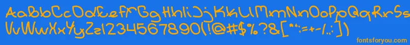 フォントExtraordinary – オレンジ色の文字が青い背景にあります。