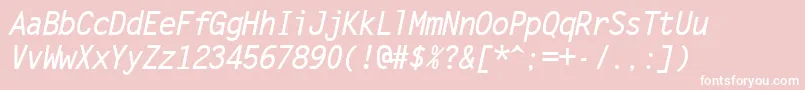 LetterGothicРџРѕР»СѓР¶РёСЂРЅС‹Р№РљСѓСЂСЃРёРІ-Schriftart – Weiße Schriften auf rosa Hintergrund