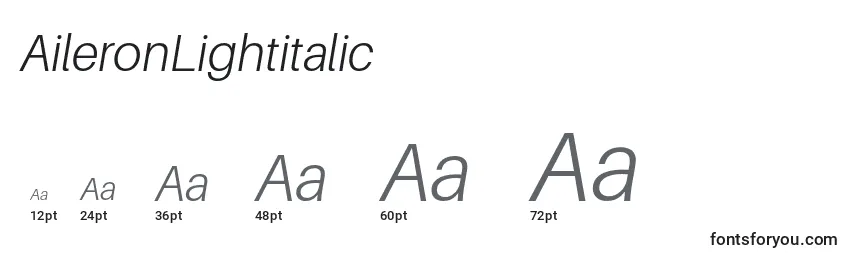Размеры шрифта AileronLightitalic