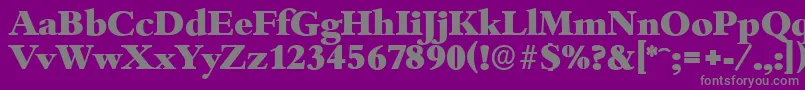 フォントBambergserialHeavyRegular – 紫の背景に灰色の文字