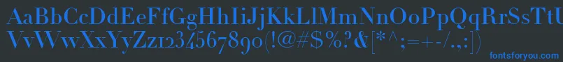 フォントLinotypeDidotHeadlineOldstyleFigures – 黒い背景に青い文字