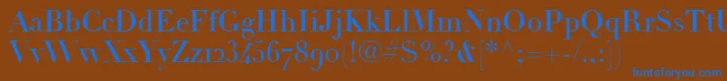 フォントLinotypeDidotHeadlineOldstyleFigures – 茶色の背景に青い文字
