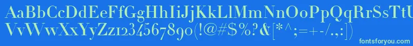 LinotypeDidotHeadlineOldstyleFigures Font – Green Fonts on Blue Background