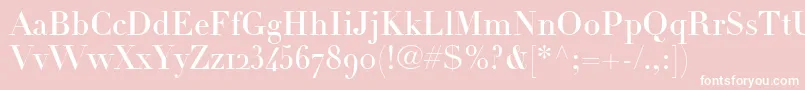 Шрифт LinotypeDidotHeadlineOldstyleFigures – белые шрифты на розовом фоне