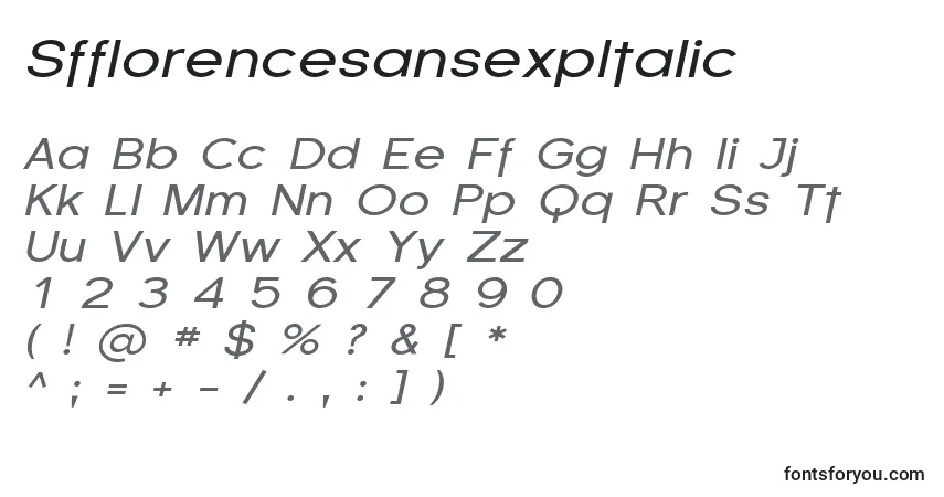 Шрифт SfflorencesansexpItalic – алфавит, цифры, специальные символы