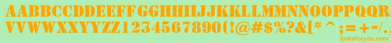 AStamperBold Font – Orange Fonts on Green Background