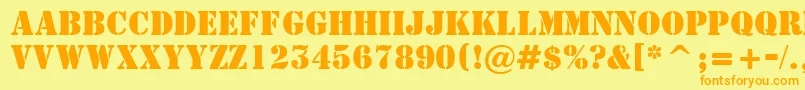 AStamperBold Font – Orange Fonts on Yellow Background