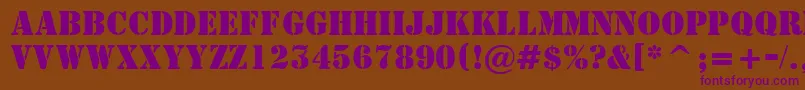 AStamperBold Font – Purple Fonts on Brown Background